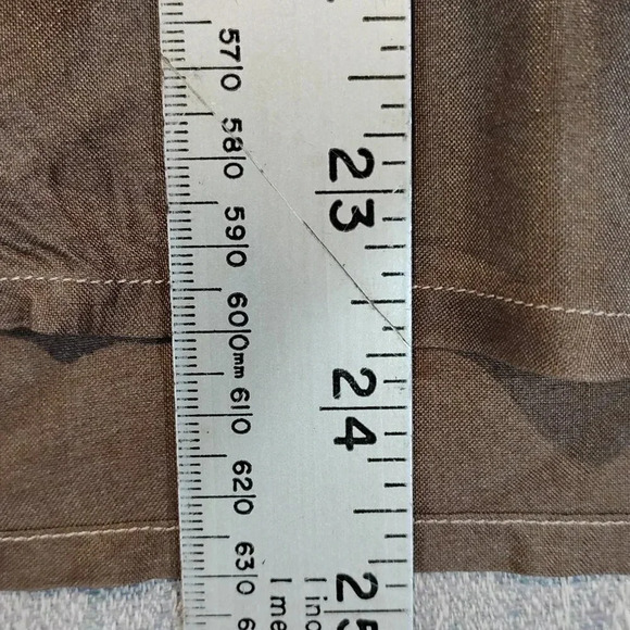 Pure Silk Women's Brown Long Sleeve Button Up Slippery Silk Blouse Size 34 - Picture 9 of 10